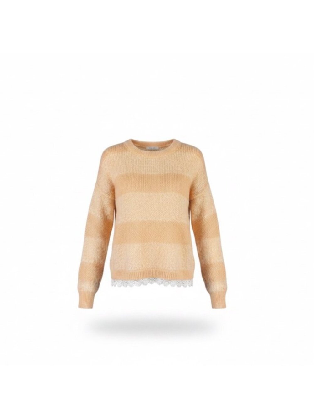 GB Women Beige Lace Trim Pullover Sweater Lightweight Size M